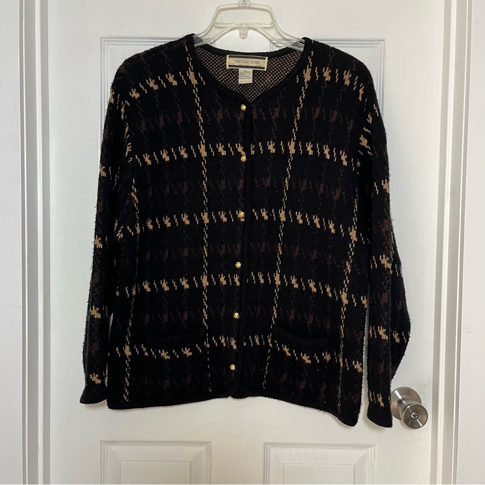 Crystal-Kobe 90’s Windowpane Check Cardigan